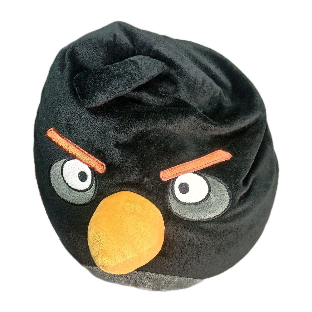 Angry Birds BOMB Black Bird Plush Soft Stuffed Micro Bean Bag Pillow 14"
